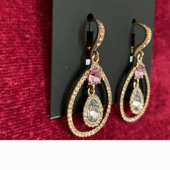 Givenchy Pavé & Pear-Shape Crystal Orbital Drop Earrings NWT - Picture 3 of 6